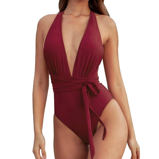 NWT CupShe Deep V Halter One Piece (M)