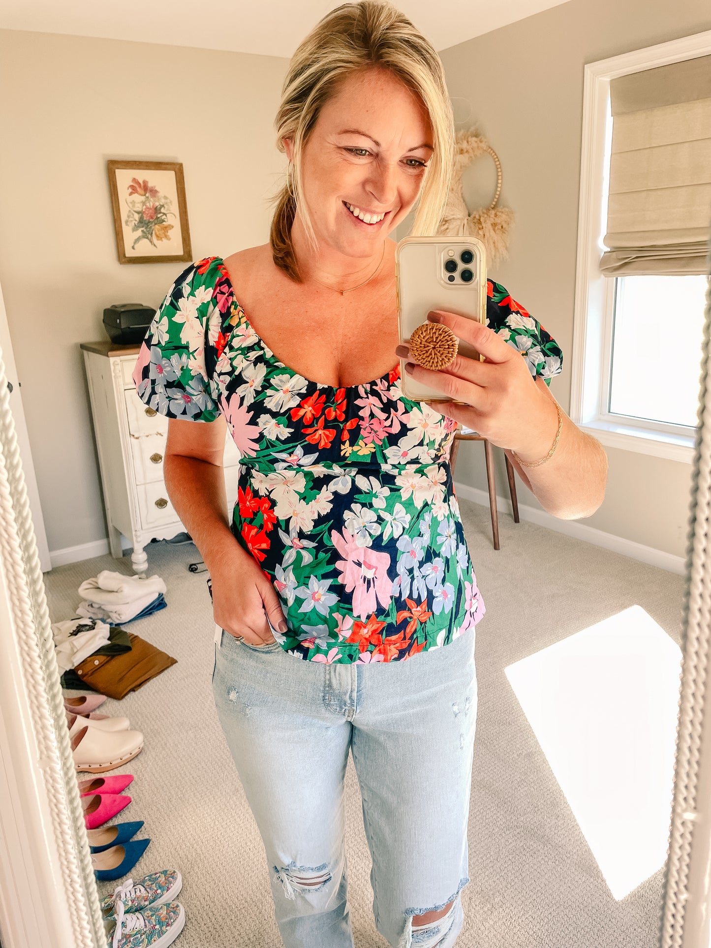 Old Navy Floral Sweetheart Top (S)