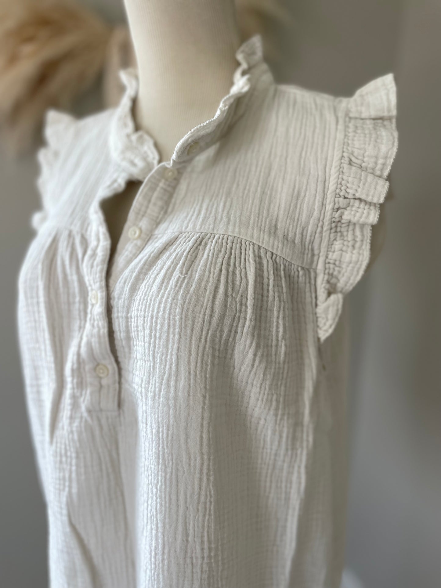 J. Crew Gauze Ruffle Top (L)