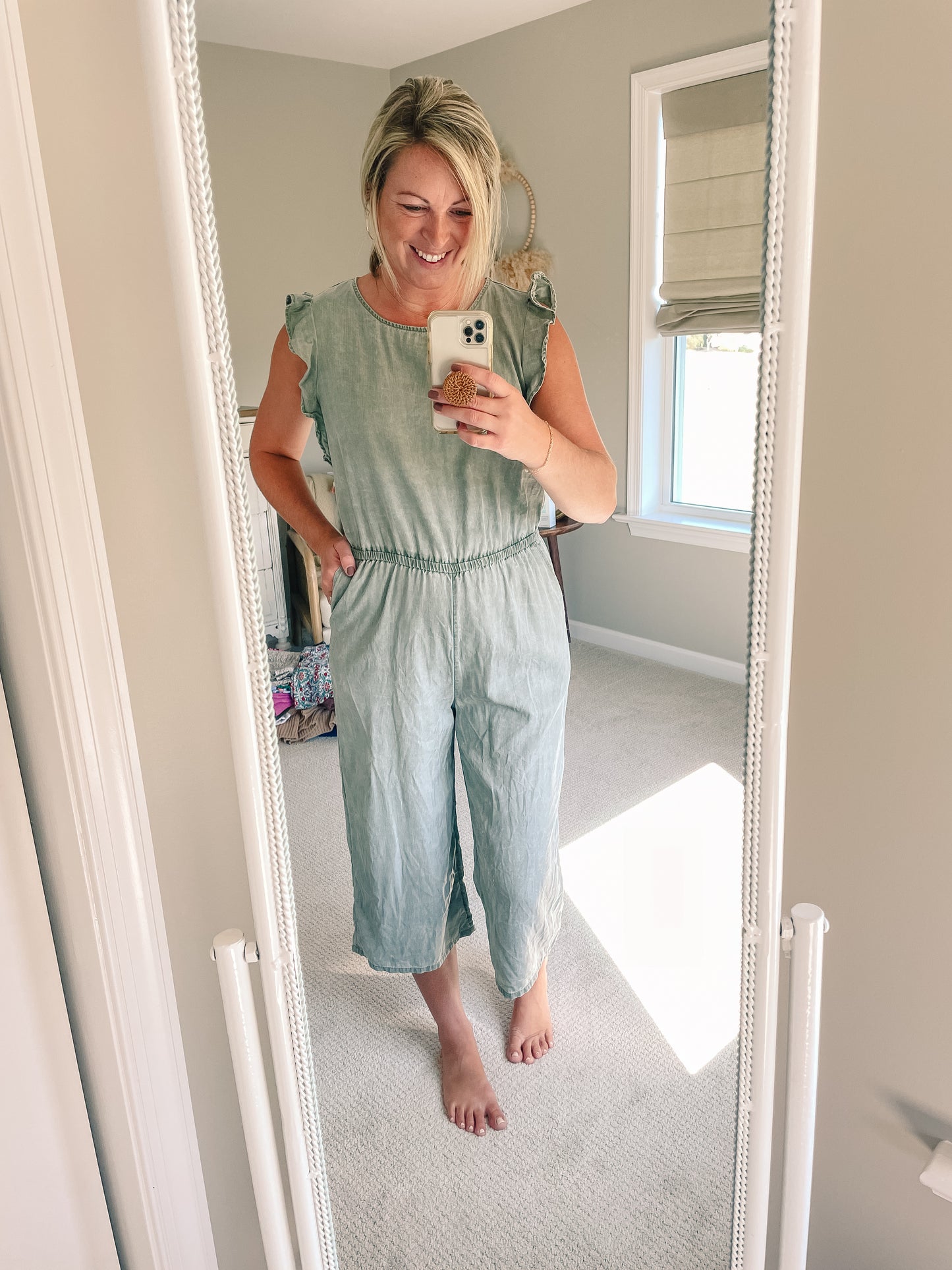 Old Navy Sunwashed Olive Jumpsuit (M)