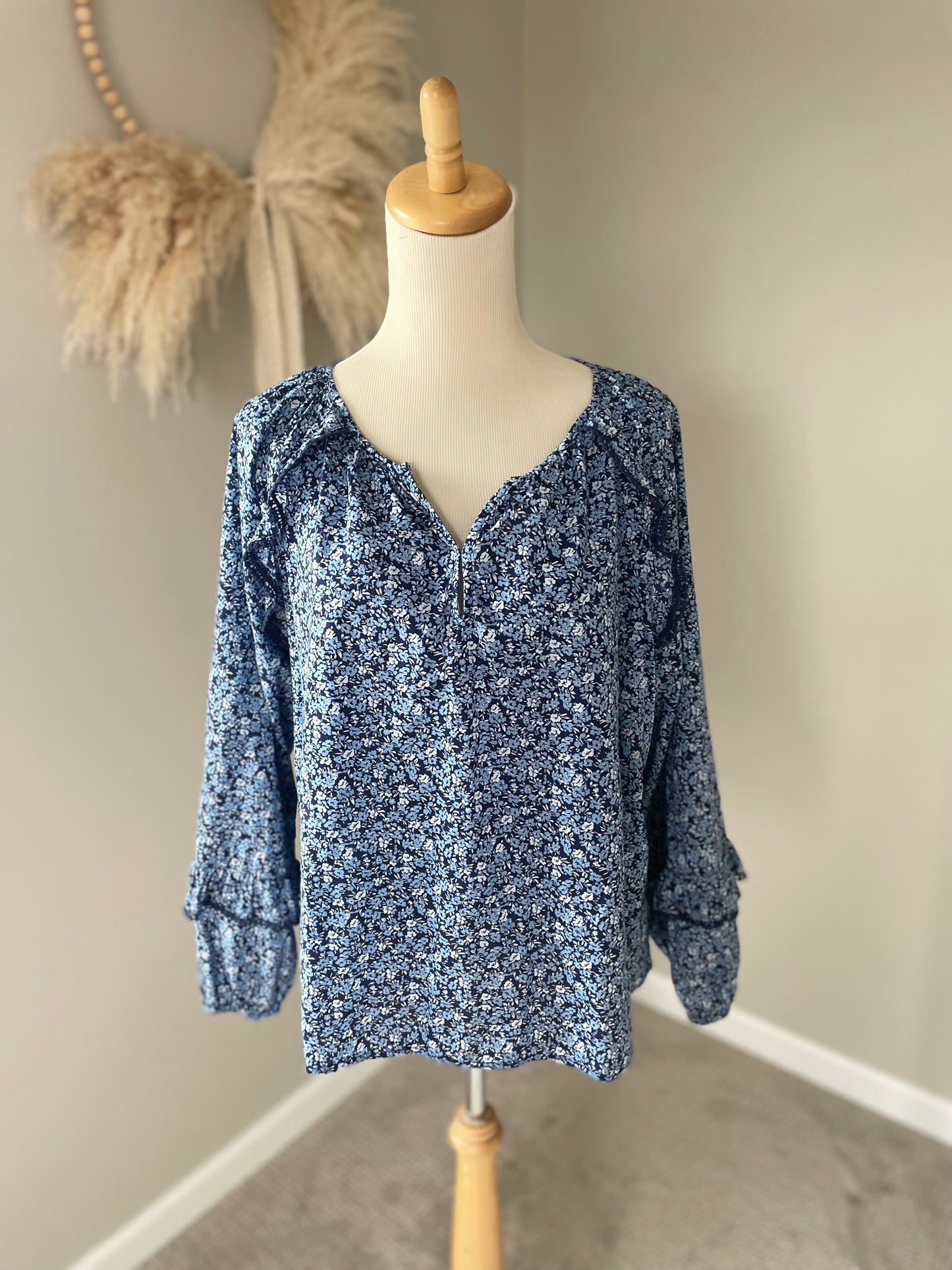 J. Crew Floral Ruffle Blouse (M)