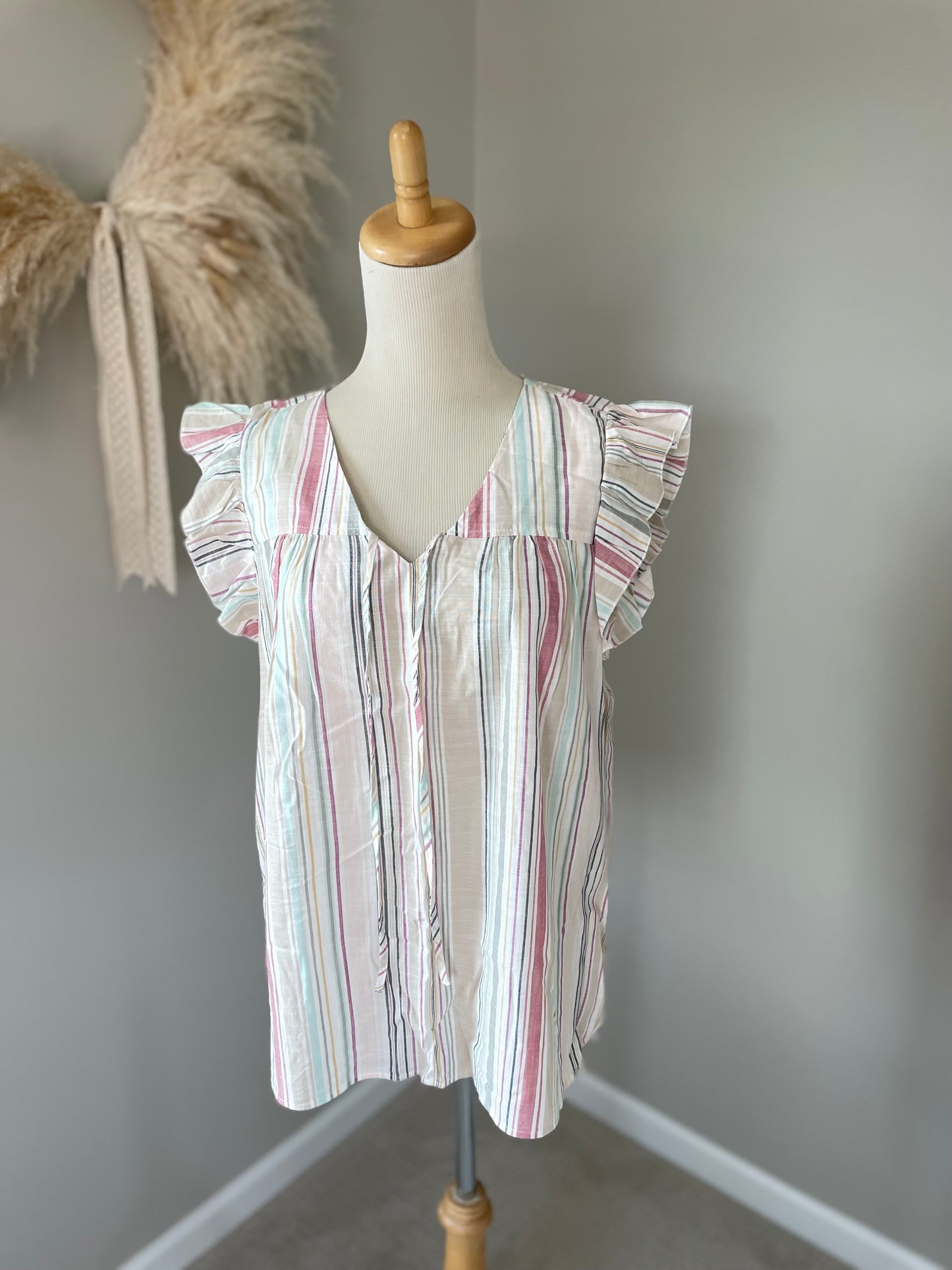 Lee Striped Ruffle Top (M)